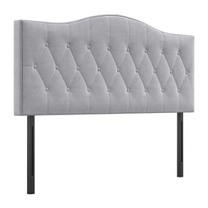 Sänggavel Vadderad Poppel och Polyester Modern Design Grå 185 X 8 X 134 Cm