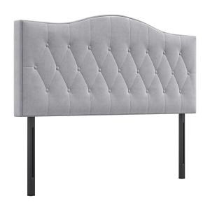 Sänggavel Vadderad Poppel och Polyester Modern Design Grå 185 X 8 X 134 Cm