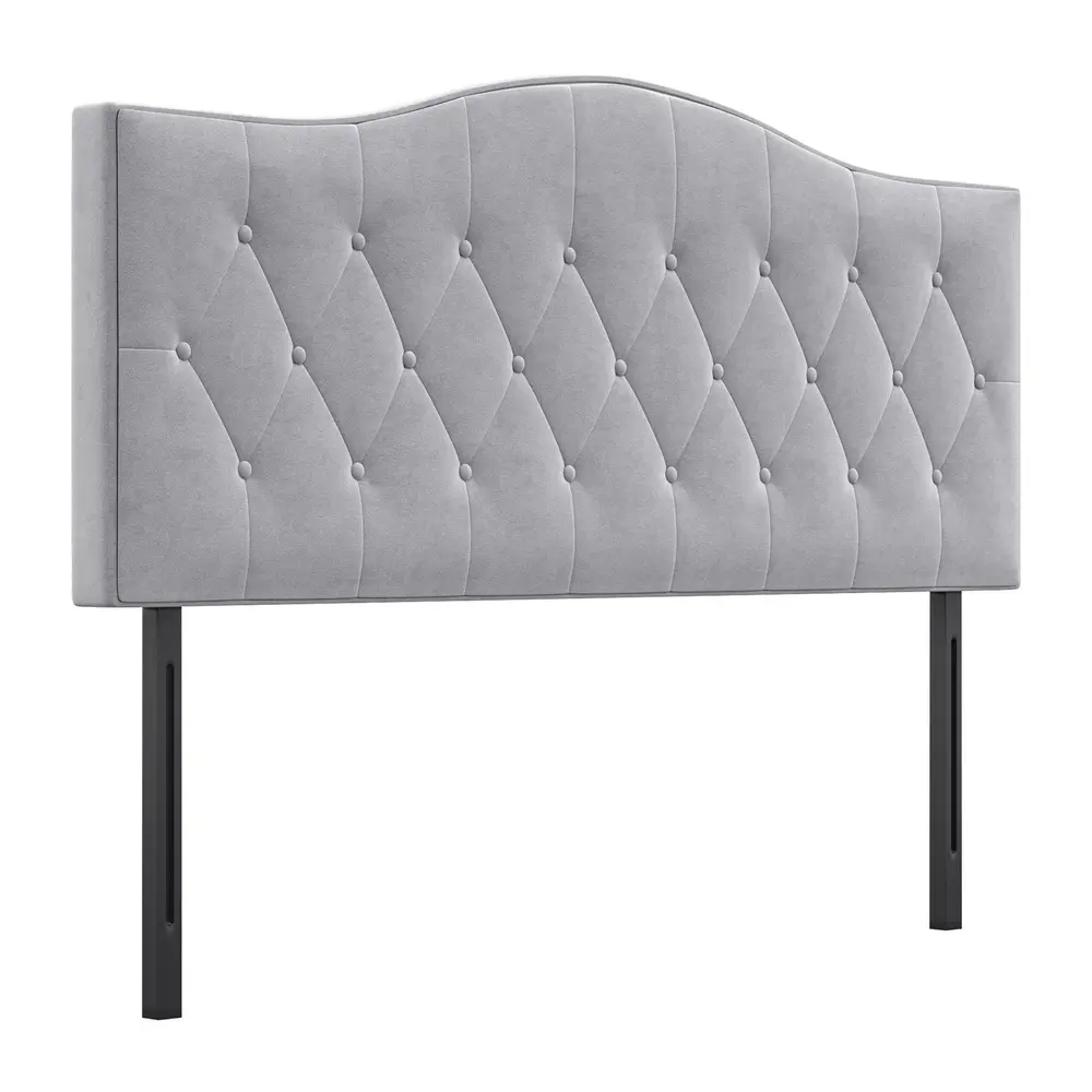 Sänggavel Vadderad Poppel och Polyester Grå 185 x 8 x 134 Cm