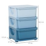 Leksaksförvaring med 3 Lådor, Praktisk Byrå för Barnrummet i PP-Plast, Färgglatt Lådskåp för Ordning och Reda, Blå, 37 x 37 x 56,5 cm