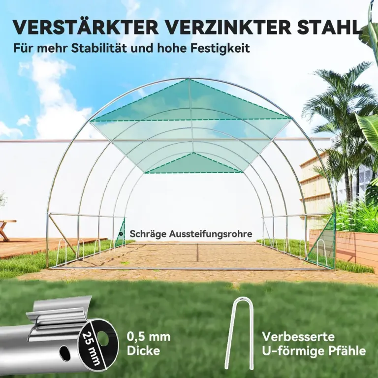 Växthus Filmtunnel 8 Fönster Grön av PE 4 x 3 x 2 m