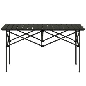 Hopfällbart Campingbord med Roll-up Bordsskiva, Aluminium, Svart, 95 x 55 cm