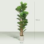 Konstväxt Fiolunfikus Realistisk Grön Plast och Trä för Vardagsrum och Kontor Konstgjord Träd i Kruka Underhållsfri 50x50x150 cm
