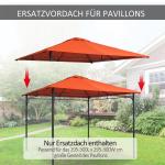 Ersättningstak Paviljong Solskyddsöverdrag Polyester 2,98 X 2,95 M för Trädgårdspaviljong Orange
