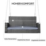 Hängande Trädgårdsbänk i Konstrotting, 2-Sitsig Gungbänk för Avkoppling, Väderbeständig Hängsoffa för Veranda, Grå, 127 x 57,5 x 60 cm