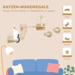 Kattklättervägg Kattmöbel Beige av Sisal och Trä för Katter upp till 5 kg 3 Delar Väggmonterad med Skrapbräda och Hoppplattor