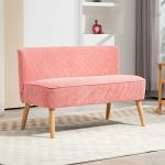 2-sits Soffa, Elegant Scandi Design, Massiv Träram, upp till 150 kg, Rosa, 117 x 56,5 x 77 cm