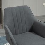 Matsalsstolar i Linnetyg 2-Pack, Bekväma Kökstolar med Armstöd och Metallben, Modern Design för Matplatsen, Mörkgrå, 59,5 x 56,5 x 81 cm