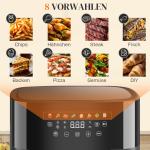 Hot Air Fryer, 8 L med 8 Program och LED-skärm, Svart