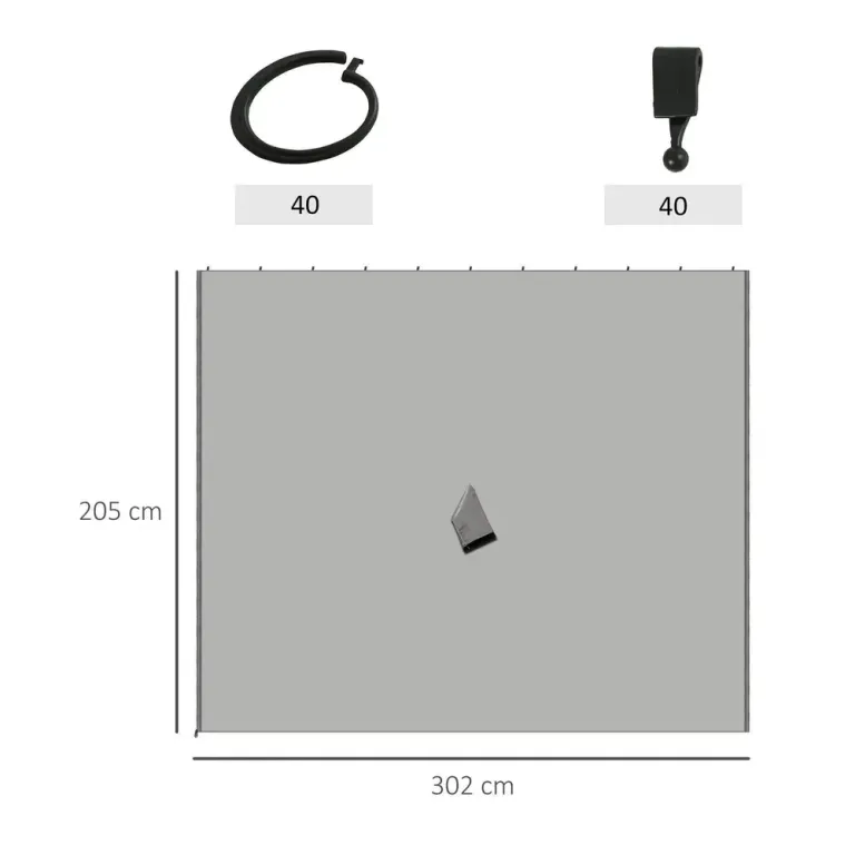 Sidopaneler Sidoväggar Ljusgrå av Polyester 302 x 205 cm