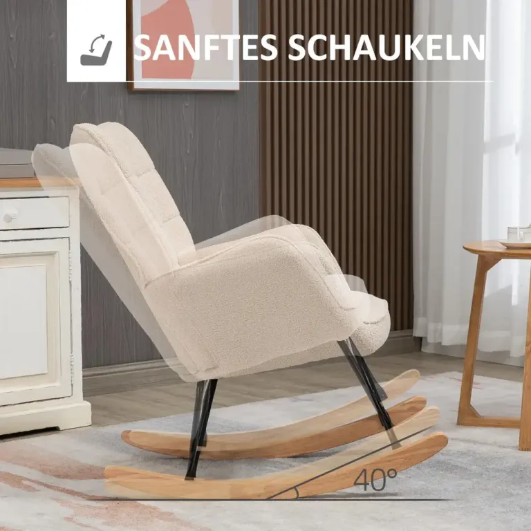Gungstol i Berberfleece Relaxstol 71 x 92 x 101 cm