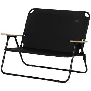 Campingstol Regissörsstol 2-Sits Hopfällbar Svart av Tyg och Metall för Picknick och Vandring Bärbar Stol 160 kg 114 x 67 x 80 cm