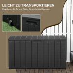 Dynbox 366 Liter med Hjul och Handtag för Trädgårdsförvaring Hållbar och Vattentät Svart Plast med Trälook 120 x 50 x 60 cm