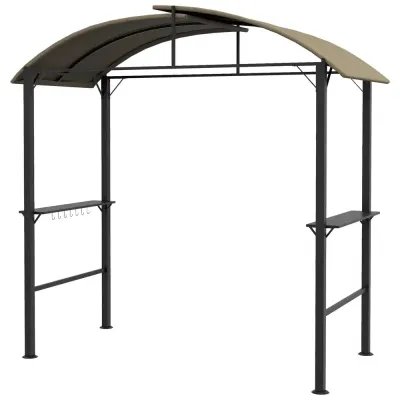 Grillpaviljong med 2 Sidohyllor 2,3 x 1,1 m, Khaki
