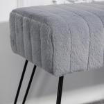 Bänk Skobänk Grå av Fuskpäls och Metall för Hall och Sovrum Stoppad Bänk med Fuskpälslook 82 x 30 x 47 cm