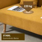 2-Sitsig Soffa med Fotstöd, Bekväm Loveseat i Sammet med Kuddar, Kompakt Tygsoffa i Unik Design, Natur/Gul