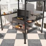 Grillpaviljong Trädgårdspaviljong med Dubbeltak Svart av Metall ve Tyg för BBQ ve Trädgårdsfest Vattentätt Tält 250 x 160 x 250 cm