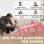 Klätterställning Inomhus Rosa Trä för Barnrum 7 i 1 Leksak med Klätterbåge och Rutschkana Hopfällbar Aktivitetsleksak för Motorik och Balans Lek