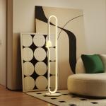 LED Golvlampa med Musiknotdesign, Glasskärm i Metall och Plast, Vit
