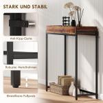 Konsolbord Smalt Rustik Brun Spånskiva och Metall för Hall och Vardagsrum Sidobord i Industriell Design Stabilt och Snyggt