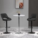 Barstolar Köksstolar Set om 2 Grå av Läderlook och Metall för Kök och Bar Höjdjusterbara Svängbara med Fotstöd Modern Design 44 x 49 x 90-110 cm