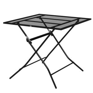 Trädgårdsbord Balkongbord Svart av Stål för Terrass och Balkong Fällbart Fyrkantigt Bord Lastkapacitet 70 kg 80 x 80 x 74 cm
