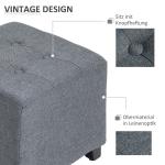 Fotpall Fyrkantig Pall Grå av Tyg med Linnelook och Trä för Vardagsrum Ottoman med Fotstöd Bekväm Sittplats 35 x 35 x 35 cm