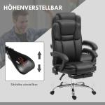 Kontorsstol med 6 Massagepunkter, Värmefunktion och Fotstöd, Justerbar, Konstläder, Svart