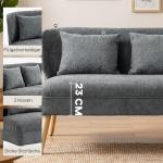 Soffa 2-sits Grå Chenille och Trä för Vardagsrum Liten Soffa med Hög Rygg och Mjuk Sits Modern Design