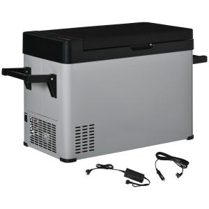 Bilkylskåp 50 L med Kompressor, LCD-skärm, 2 Lägen, Handtag, 12/24V DC och 110–240V AC, Grå + Svart