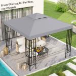 Paviljontak Prisvärd Ljusgrå för Paviljong som Vattentätt Reservtak med Dubbeltak och Dräneringshål för Trädgård 3 x 3 m