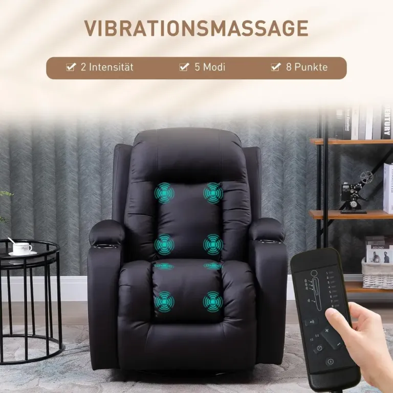 Massagestol TV-Stol Kaffebrun av Tyg och Metall