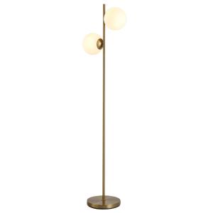 Golvlampa 2-Delad med Glasskärm Stål och Glas Modern Design för Vardagsrummet Guld och Vit 165 Cm