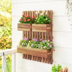 Blomlådor 3-pack för Väggmontering med Justerbar Placering Hållbar och Prisvärd Natur Massivt Trä 60 x 16 x 80 cm
