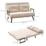 Bäddsoffa Vilstol Beige av Tyg och Trä för Vardagsrum Hopfällbar Soffa med Sängfunktion och Ryggkudde 102 x 73 x 81 cm