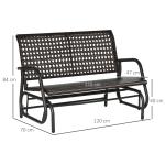 Gungbänk i Konstrotting 2 Personer, Bekväm Trädgårdssoffa med Gungmekanism, Väderbeständig Loveseat för Uteplatsen, Brun, 70 x 120 x 84 cm