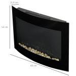 Elspis Kamin Elektrisk Svart Rostfritt Stål och Glas 2 Effektnivåer 900/1800 W med LED Eldeffekt 65 X 11,4 X 52 Cm