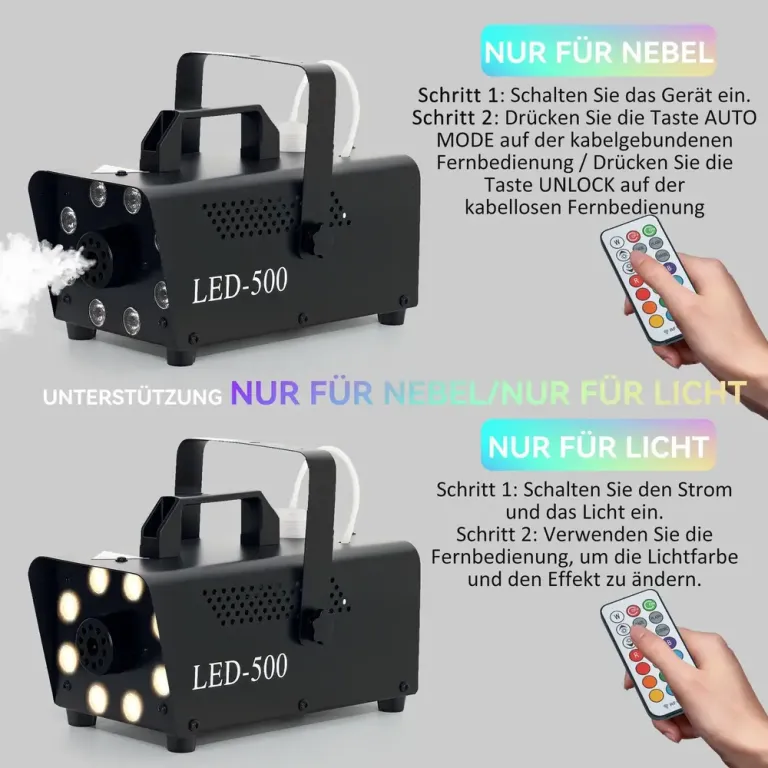 Rökmaskin 450 w med LED-Ljus och Fjärrkontroll