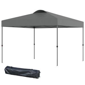 Lusthus Paviljong Pop-Up Partytält Mörkgrå av Polyester och Metall för Trädgård och Camping Vintertätt Tält med Väska 3 x 3 m