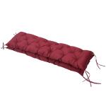 Bänkdyna Sittdyna med Knytband Röd av Tyg för Trädgårdsmöbler och Gunga Bekväm Dyna för 3-Sits Bänk 150 x 98 x 8 cm