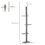 Klösträd Golv-till-Tak, Justerbar Klösmöbel med Sisalpelare, Aktivitetscenter för Katter som Sparar Plats, Grå, 228-260 cm