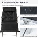 Hopfällbar Strandstol 7 Nivåer Justerbar Väderbeständig med Dyna Textlinje Polyester och Metall Svart 137 X 63,5 X 100,5 Cm