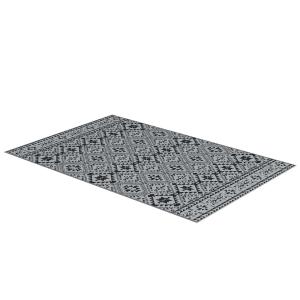 Balkongmatta Utomhusmatta Svart och Grå av Plast för Camping och Uteplats Vattentät Geometrisk Design Miljövänlig 182 x 274 cm