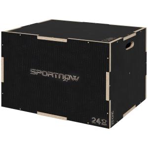 Jump Box Plyo Box Svart av Trä för Fitness och Hemmaträning 3-i-1 Plyometrisk Plattform med Handtag