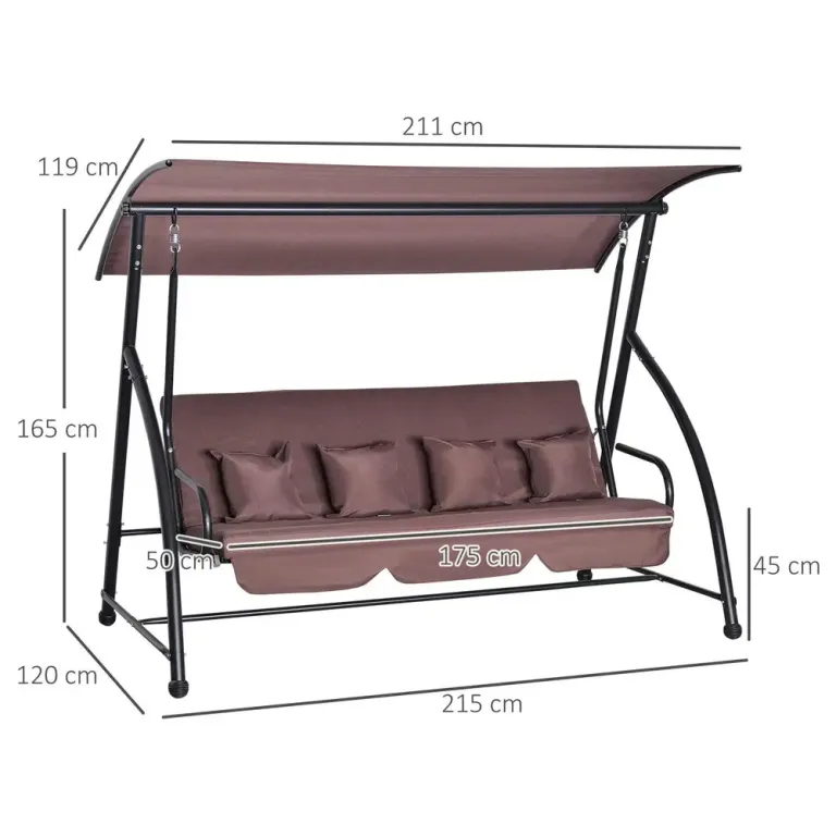 Hammock med Liggfunktion 3-Sitsig 215 x 120 x 165 cm