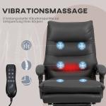 Kontorsstol med Massagefunktion, Uppvärmd, Fällbar i Konstläder, Svart, 65x72x109-117 cm