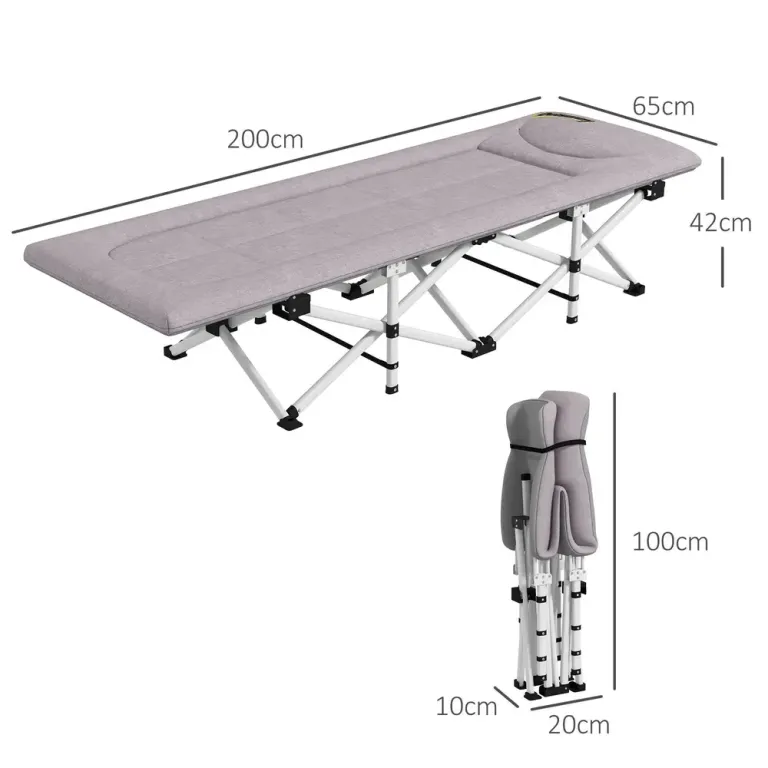 Hopfällbar Campingsäng Upp till 200 kg 200 x 65 x 42 cm
