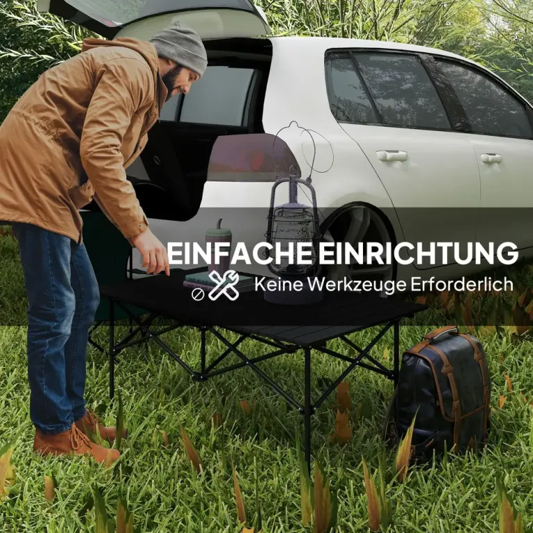Hopfällbart Campingbord med Roll-Up Bordsskiva 95 x 55 cm