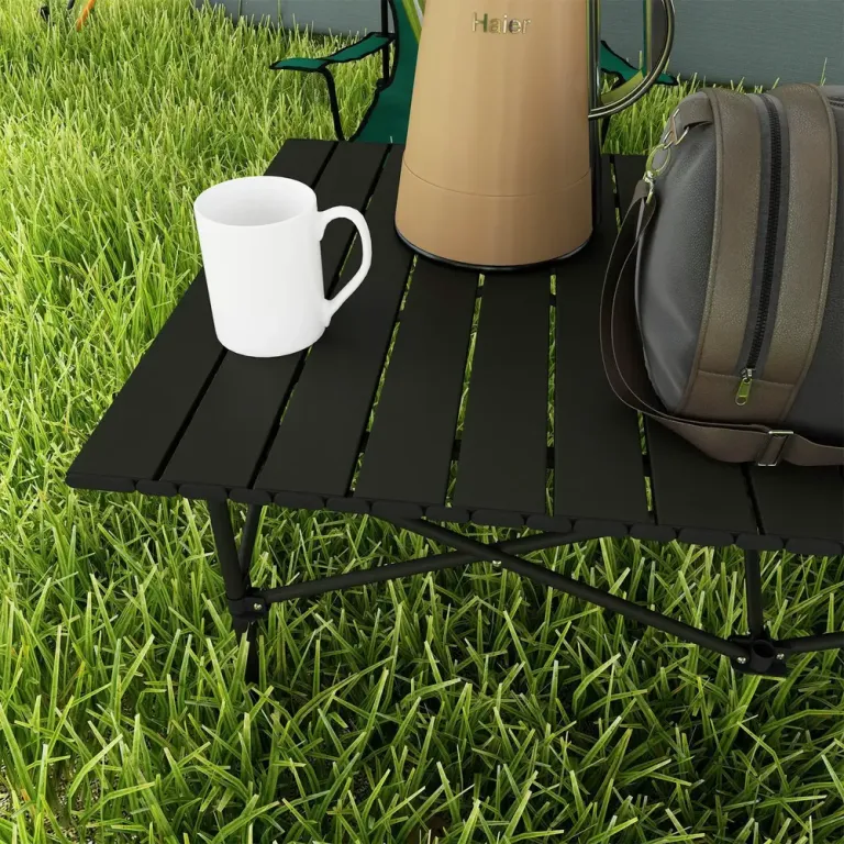 Hopfällbart Campingbord med Roll-Up Bordsskiva 95 x 55 cm