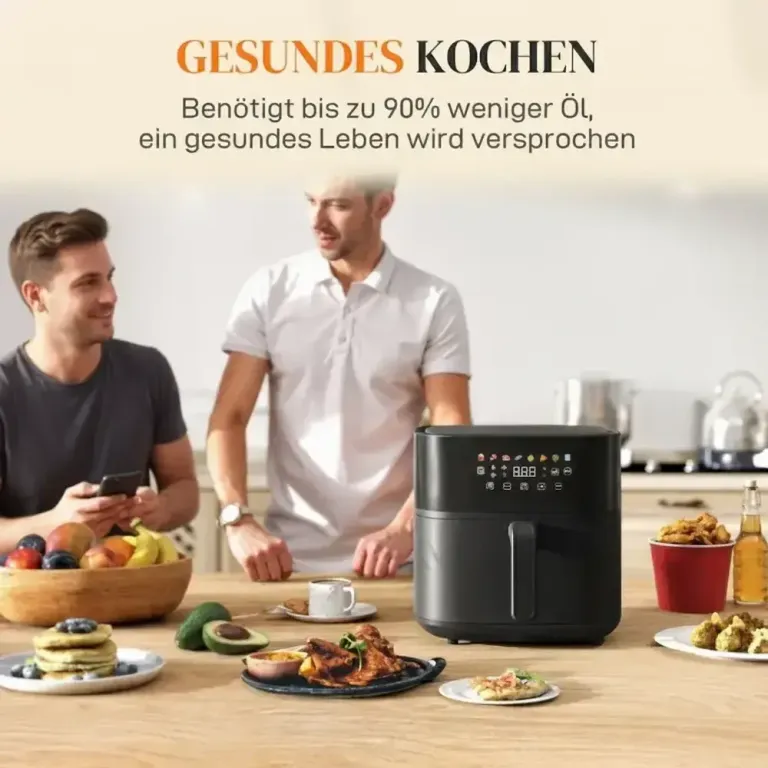 Hot Air Fryer 8 l med 8 Program och LED-Skärm Svart